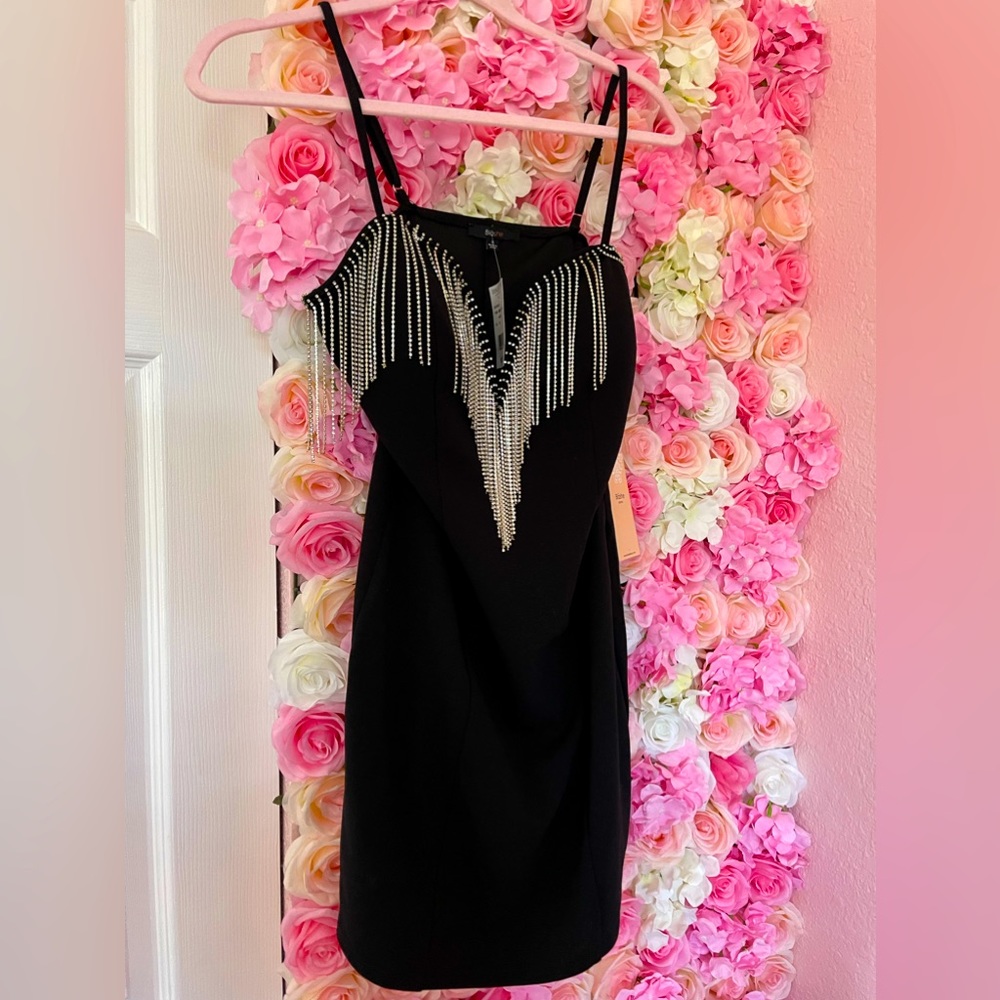 Black dress with rhinestone details